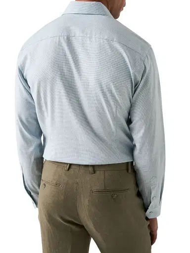 Eton Men's Contemporary-Fit Semi-Solid Cotton Shirt - Green - Size 18 | Thumbnail 2