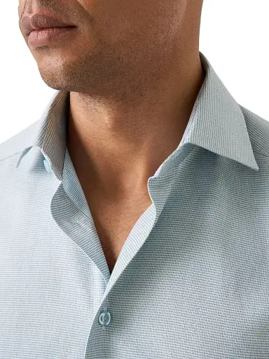 Eton Men's Contemporary-Fit Semi-Solid Cotton Shirt - Green - Size 18 | Thumbnail 3