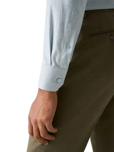 Eton Men's Contemporary-Fit Semi-Solid Cotton Shirt - Green - Size 18 | Thumbnail 4