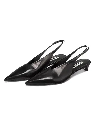 Jil Sander Women's Cruise 35MM Leather Kitten-Heel Pumps - Black | Thumbnail 2 Jil Sander Women's Cruise 35MM Leather Kitten-Heel Pumps - Black | Thumbnail 2