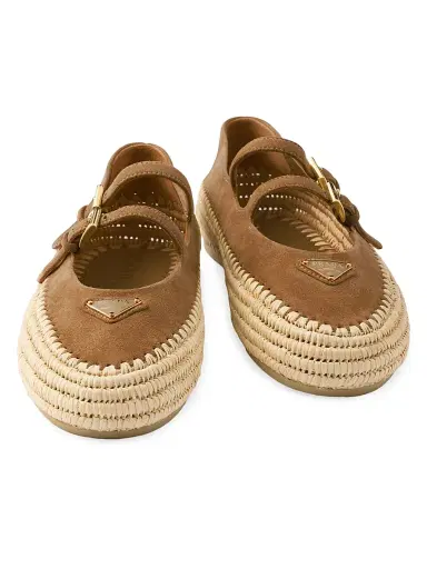 Prada Women's Suede Ballerinas - Brown | Thumbnail 4