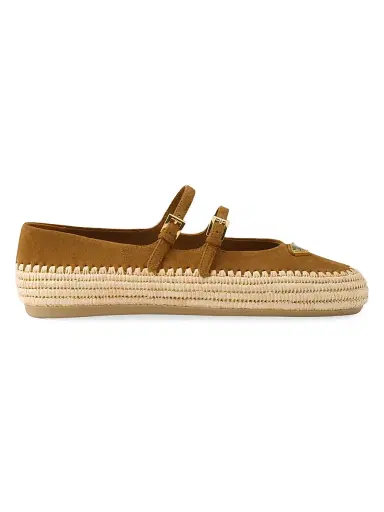 Prada Women's Suede Ballerinas - Brown | Thumbnail 1