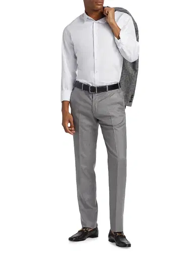 Giorgio Armani Men's Shiny Solid Woven Cotton Shirt - White - Size 15 | Thumbnail 2 Giorgio Armani Men's Shiny Solid Woven Cotton Shirt - White - Size 15 | Thumbnail 2