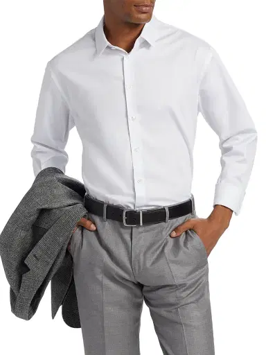 Giorgio Armani Men's Shiny Solid Woven Cotton Shirt - White - Size 15 | Thumbnail 3 Giorgio Armani Men's Shiny Solid Woven Cotton Shirt - White - Size 15 | Thumbnail 3