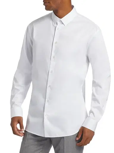 Giorgio Armani Men's Shiny Solid Woven Cotton Shirt - White - Size 15 | Thumbnail 4 Giorgio Armani Men's Shiny Solid Woven Cotton Shirt - White - Size 15 | Thumbnail 4