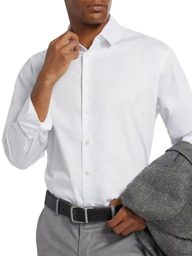 Giorgio Armani Men's Shiny Solid Woven Cotton Shirt - White - Size 15 | Thumbnail 6 Giorgio Armani Men's Shiny Solid Woven Cotton Shirt - White - Size 15 | Thumbnail 6