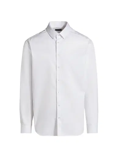 Giorgio Armani Men's Shiny Solid Woven Cotton Shirt - White - Size 15 | Thumbnail 1 Giorgio Armani Men's Shiny Solid Woven Cotton Shirt - White - Size 15 | Thumbnail 1