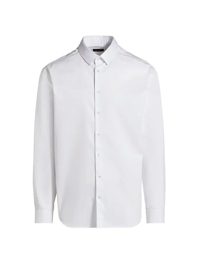 Giorgio Armani Men's Shiny Solid Woven Cotton Shirt - White