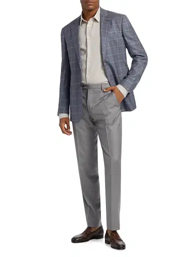 Giorgio Armani Men's Solid Linen Classic Shirt - Light Grey Tan - Size 16.5 | Thumbnail 2