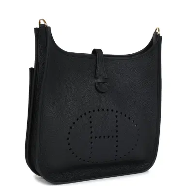 HERMÈS Hermes Evelyne III PM Black Clemence Gold Hardware | Thumbnail 2 HERMÈS Hermes Evelyne III PM Black Clemence Gold Hardware | Thumbnail 2