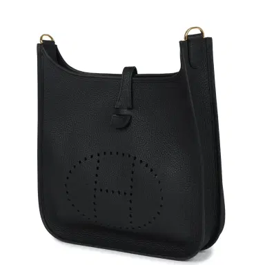 HERMÈS Hermes Evelyne III PM Black Clemence Gold Hardware | Thumbnail 3 HERMÈS Hermes Evelyne III PM Black Clemence Gold Hardware | Thumbnail 3
