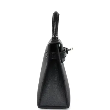 HERMÈS Hermes Kelly Sellier 20 Black Madame and Shiny Varanus Lizard Touch Palladium Hardware | Thumbnail 4