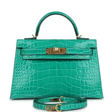 HERMÈS Hermes Kelly Sellier 20 Vert Jade Shiny Alligator Gold Hardware | Thumbnail 1 HERMÈS Hermes Kelly Sellier 20 Vert Jade Shiny Alligator Gold Hardware | Thumbnail 1