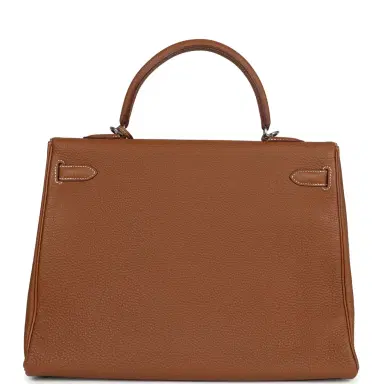 HERMÈS Pre-owned Hermes Kelly Retourne 35 Gold Togo Palladium Hardware | Thumbnail 5