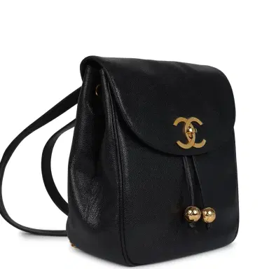 Chanel Vintage Chanel Medium CC Backpack Black Caviar Gold Hardware | Thumbnail 2