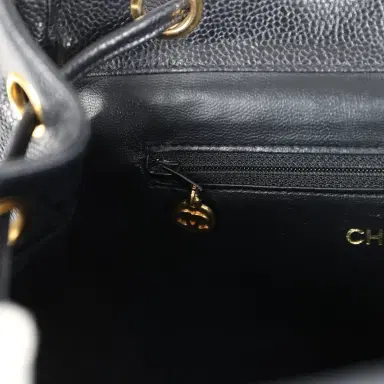 Chanel Vintage Chanel Medium CC Backpack Black Caviar Gold Hardware | Thumbnail 13