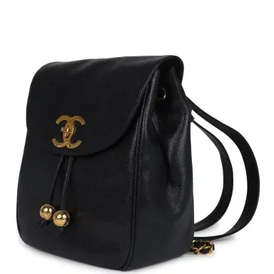 Chanel Vintage Chanel Medium CC Backpack Black Caviar Gold Hardware | Thumbnail 3