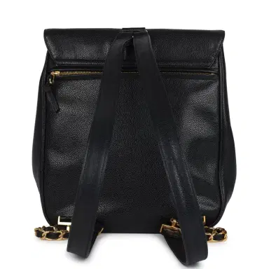 Chanel Vintage Chanel Medium CC Backpack Black Caviar Gold Hardware | Thumbnail 5