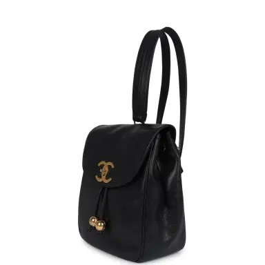 Chanel Vintage Chanel Medium CC Backpack Black Caviar Gold Hardware | Thumbnail 8