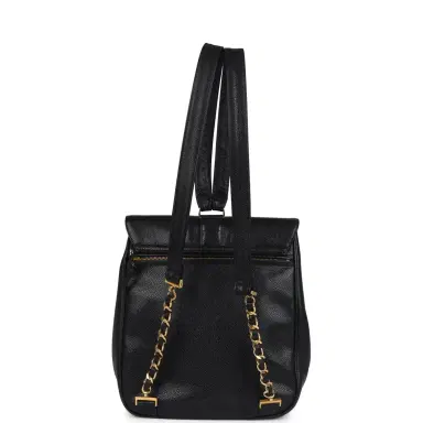 Chanel Vintage Chanel Medium CC Backpack Black Caviar Gold Hardware | Thumbnail 9