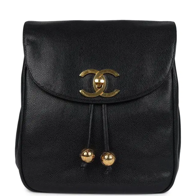 Chanel Vintage Chanel Medium CC Backpack Black Caviar Gold Hardware