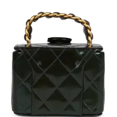 Chanel Vintage Chanel Mini Square Vanity Green Patent Antique Gold Hardware | Thumbnail 5 Chanel Vintage Chanel Mini Square Vanity Green Patent Antique Gold Hardware | Thumbnail 5
