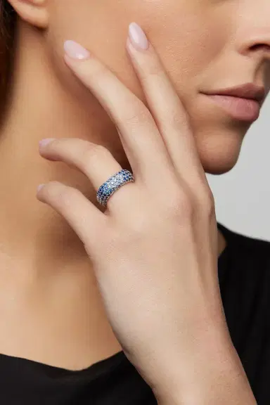 FULLORD Diamond Blue Sapphire Ghost Belt Ring | Thumbnail 2