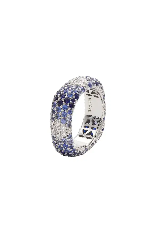 FULLORD Diamond Blue Sapphire Ghost Belt Ring