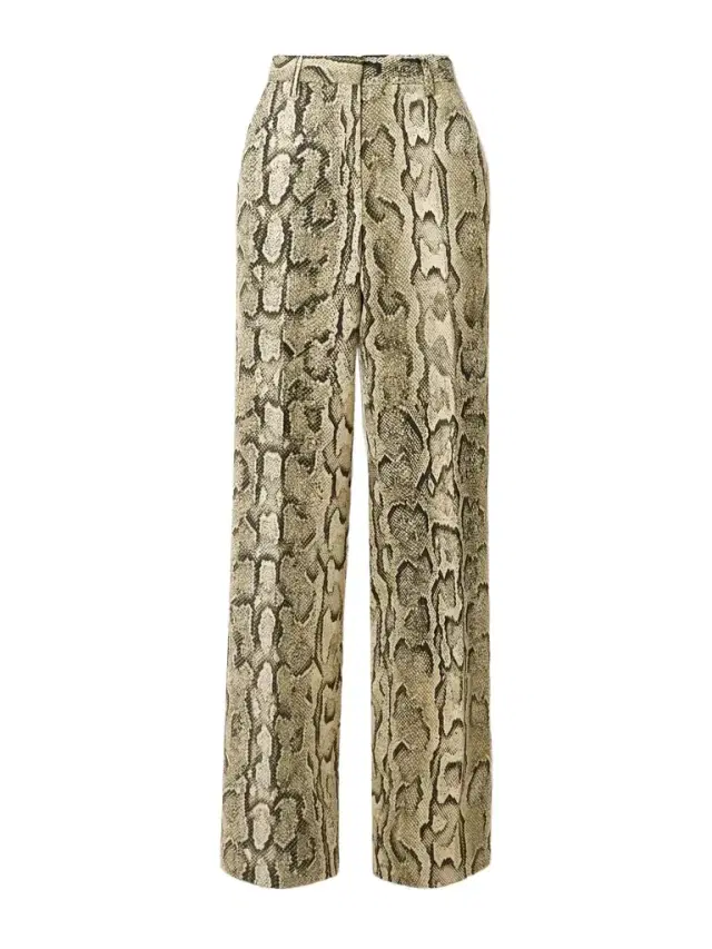 Snake-print Jersey Straight-leg Pants