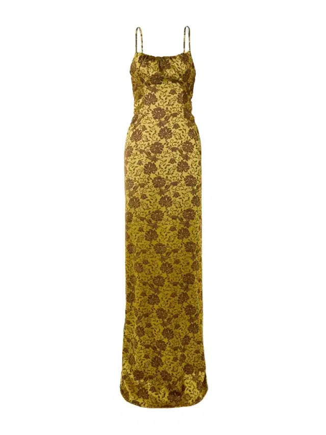 Gathered Floral-brocade Gown