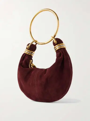 Chloé Bracelet Embellished Leather-trimmed Suede Shoulder Bag | Thumbnail 3 Chloé Bracelet Embellished Leather-trimmed Suede Shoulder Bag | Thumbnail 3