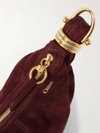 Chloé Bracelet Embellished Leather-trimmed Suede Shoulder Bag | Thumbnail 4 Chloé Bracelet Embellished Leather-trimmed Suede Shoulder Bag | Thumbnail 4