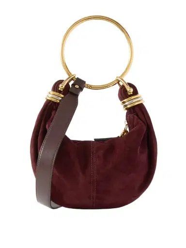 Chloé Bracelet Embellished Leather-trimmed Suede Shoulder Bag | Thumbnail 1 Chloé Bracelet Embellished Leather-trimmed Suede Shoulder Bag | Thumbnail 1