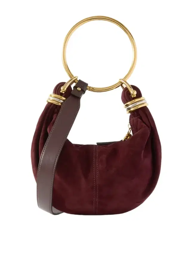 Bracelet Embellished Leather-trimmed Suede Shoulder Bag