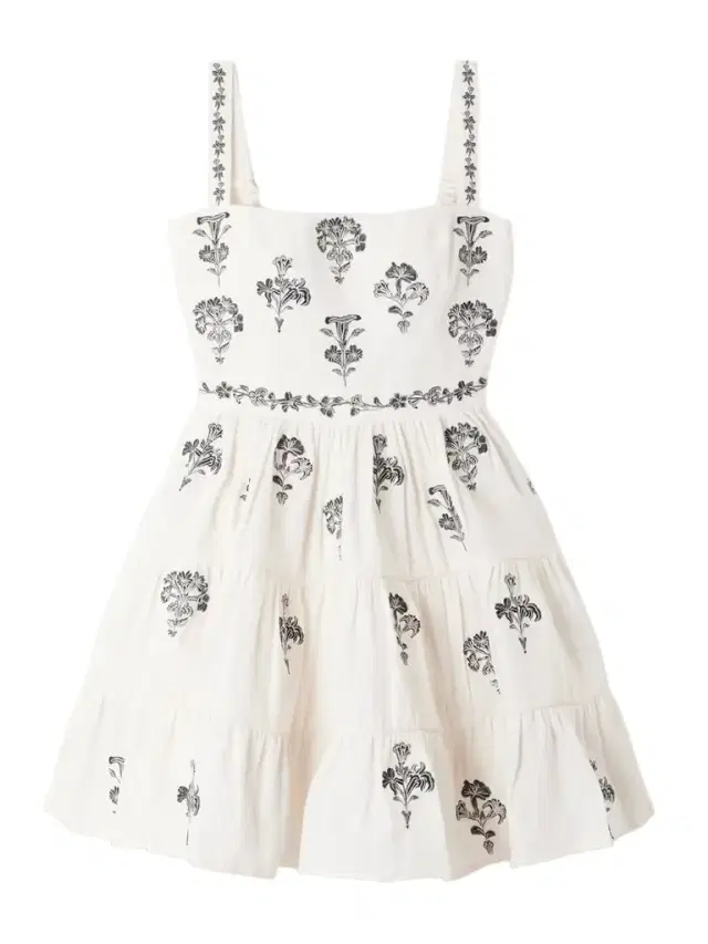 Lima Tiered Embroidered Linen Mini Dress