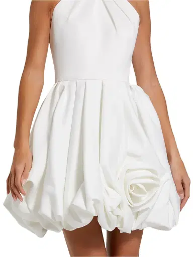 Mac Duggal Women's Ieena Satin Bubble-Hem Minidress - Ivory - Size 10 | Thumbnail 3