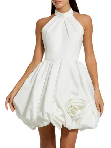 Mac Duggal Women's Ieena Satin Bubble-Hem Minidress - Ivory - Size 10 | Thumbnail 1