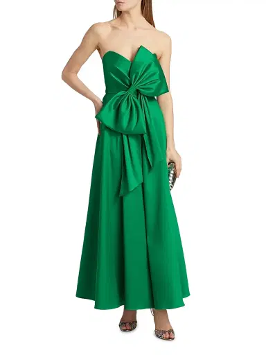 Badgley Mischka Women's Bow-Detailed Mikado Cocktail Dress - Emerald | Thumbnail 2