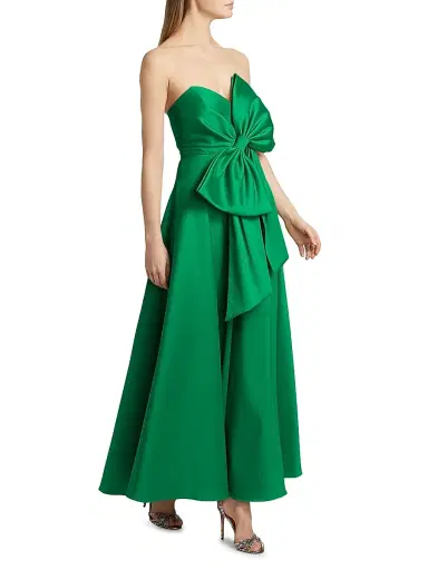 Badgley Mischka Women's Bow-Detailed Mikado Cocktail Dress - Emerald | Thumbnail 4