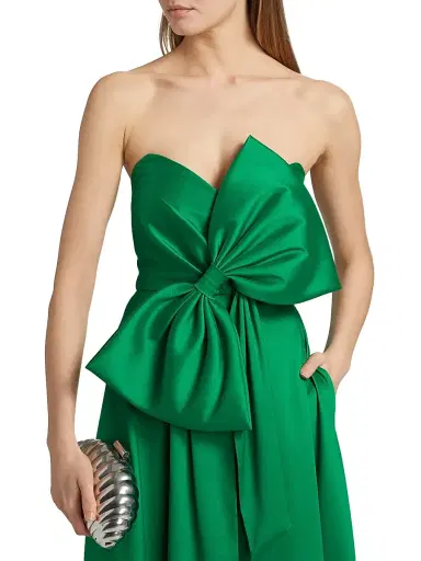 Badgley Mischka Women's Bow-Detailed Mikado Cocktail Dress - Emerald | Thumbnail 6