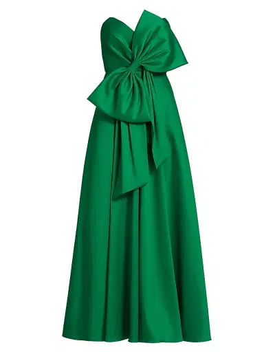 Badgley Mischka Women's Bow-Detailed Mikado Cocktail Dress - Emerald | Thumbnail 1