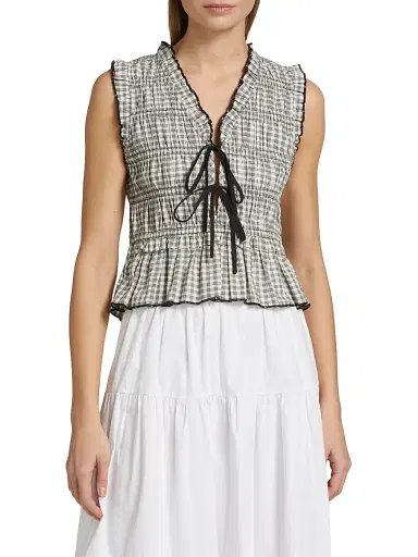 RAILS Women's Martine Gingham Cotton-Blend Blouse | Thumbnail 3