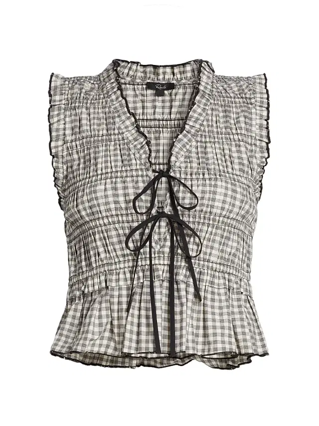 Rails Women's Martine Gingham Cotton-Blend Blouse -  Jet Gingham