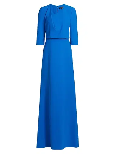 Badgley Mischka Women's Crepe Asymmetric Blouson Gown - Cobalt | Thumbnail 1 Badgley Mischka Women's Crepe Asymmetric Blouson Gown - Cobalt | Thumbnail 1