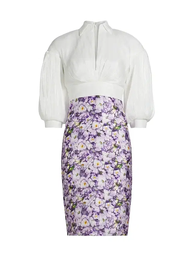 Badgley Mischka Women's Pieced Knee-Length Cocktail Dress - Lilac Multi