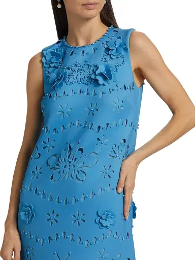 Badgley Mischka Women's Laser-Cut Scuba Sheath Gown - Azure | Thumbnail 6 Badgley Mischka Women's Laser-Cut Scuba Sheath Gown - Azure | Thumbnail 6