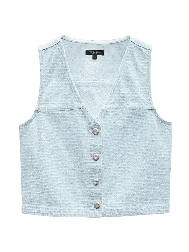 rag & bone Women's Juliana Tweed Button-Front Vest - Sky Tweed