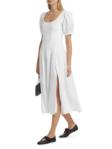 Reformation Women's Coucou Pleated Linen Midi-Dress | Thumbnail 2