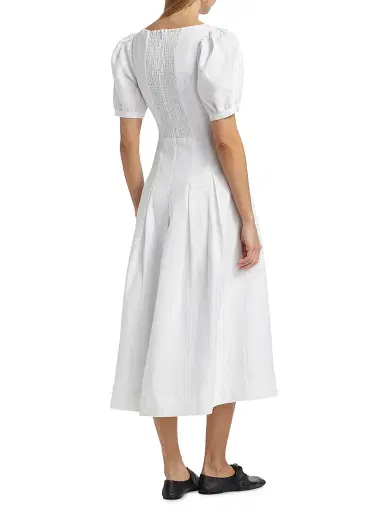 Reformation Women's Coucou Pleated Linen Midi-Dress | Thumbnail 5
