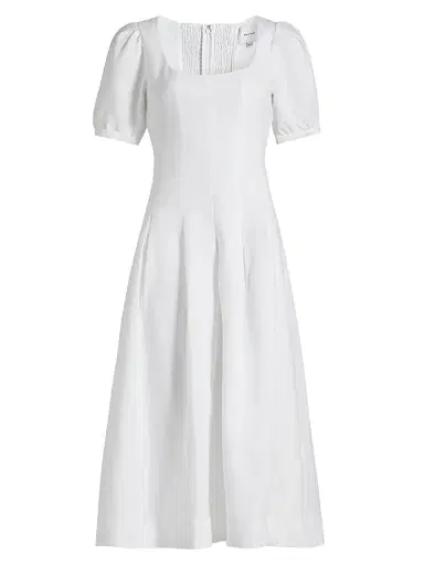 Reformation Women's Coucou Pleated Linen Midi-Dress | Thumbnail 1
